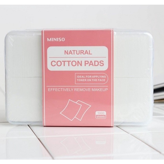 Bông tẩy trang Miniso hộp 1000 miếng Nhật Bản / Bông trang điểm cotton 100%