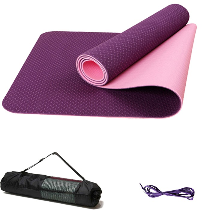 Thảm Tập Yoga,Tập Tập Gym Chất Liệu TPE 6mm 2 Lớp Đại Nam Sport + Tặng Kèm Túi Và Dây Buộc