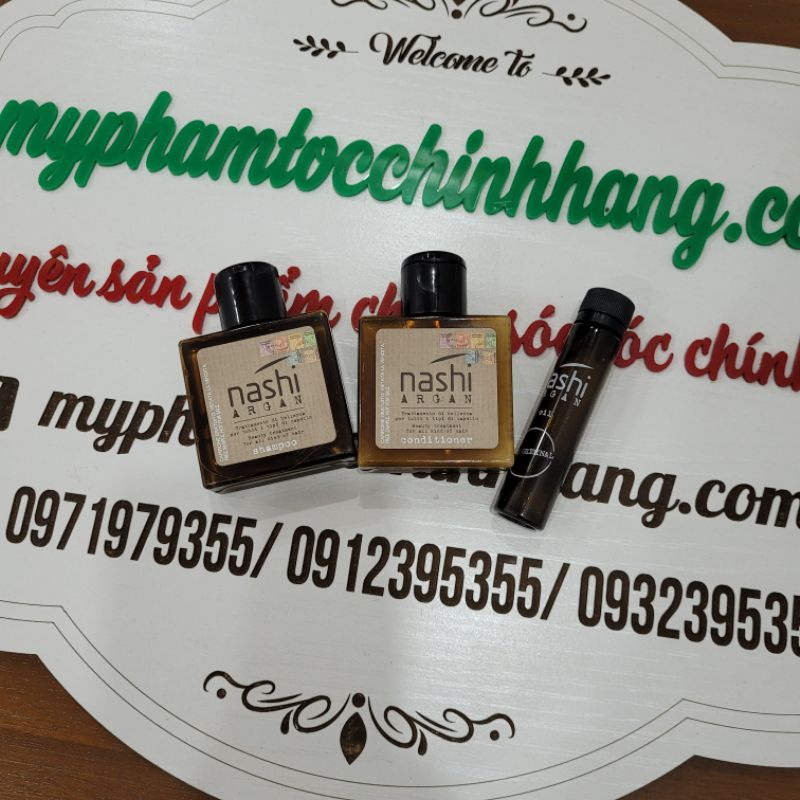 DẦU GỘI XẢ NASHI ARGAN 30ML + DẦU DƯỠNG TÓC 5ML MINI