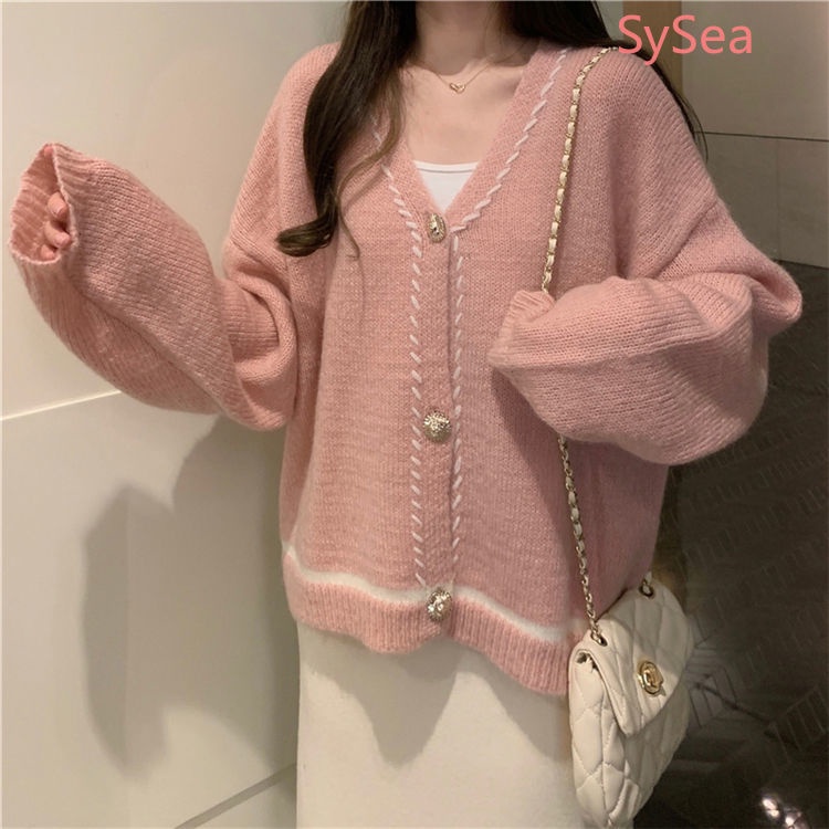 Áo Khoác Cardigan Dệt Kim Tay Dài Phong Cách Retro Cho Phái Nữ