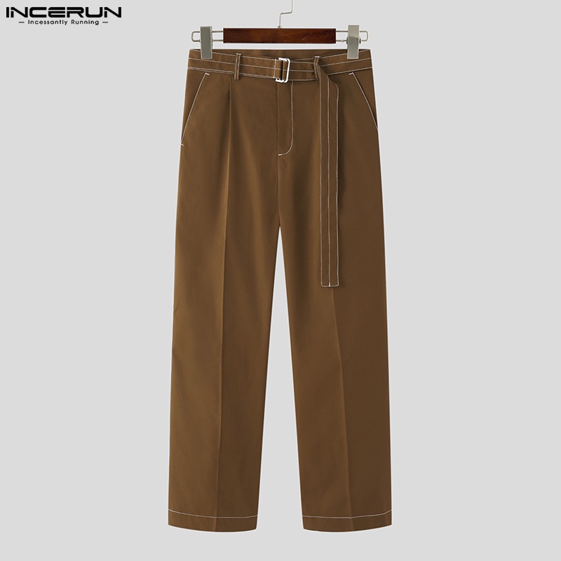 Quần dài Incerun cạp cao ống rộng có túi hộp cá tính cho nam