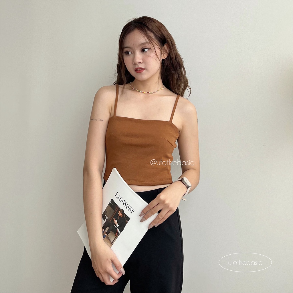 Áo 2 dây quây cotton borib 2 lớp không đệm - by ufo.thebasic