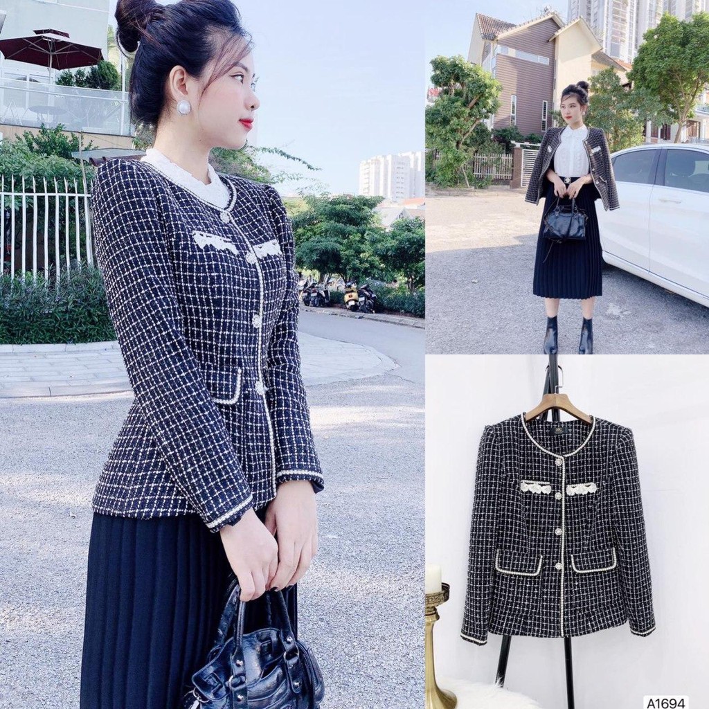 Áo dạ thiết kế dáng tay dài có thể phối thêm chân váy A1694_Linh Đan Shop [Kèm ảnh thật]