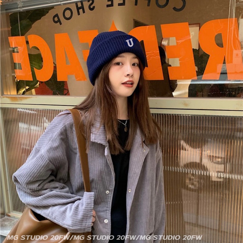 Mũ Len Dệt Kim MG STUDIO Thêu Họa Tiết Chữ Cái Thời Trang