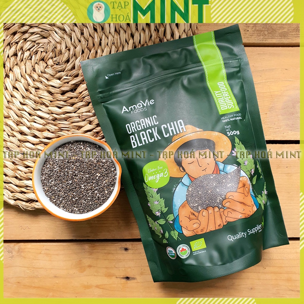 Hạt chia hữu cơ Amavie Foods ăn dặm cho bé gói 500g - Tạp hoá mint