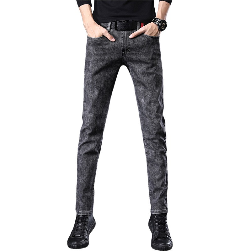 Quần Jeans Dài Màu Xám Khói Phong Cách Hàn Quốc Cho Nam Giới