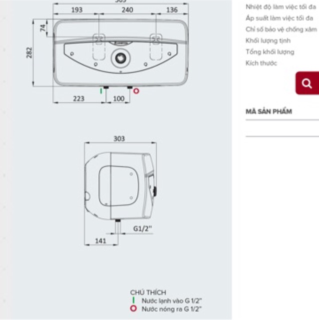 Máy nước nóng gián tiếp Ariston Slim 15