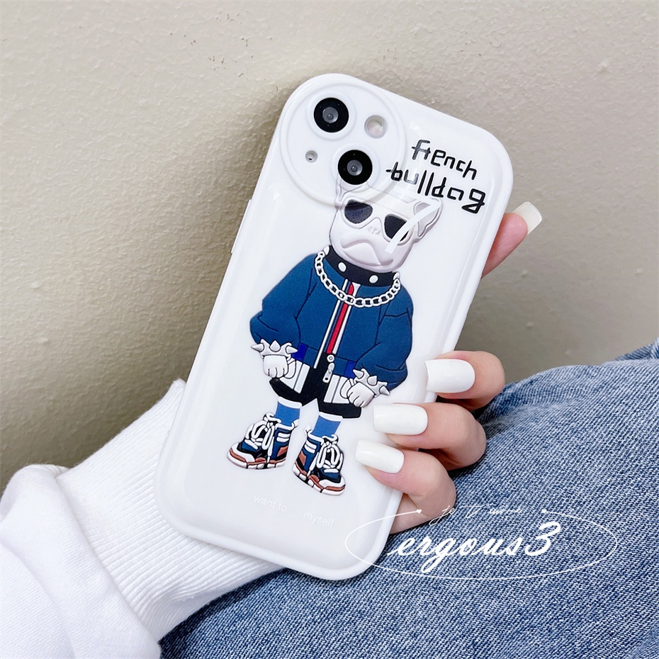 Ốp Điện Thoại Mềm In Hình Gấu Bull Pháp Cho iPhone 14 13 12 11 Pro Max SE2020 X XR Xs Max 7 8 Plus
