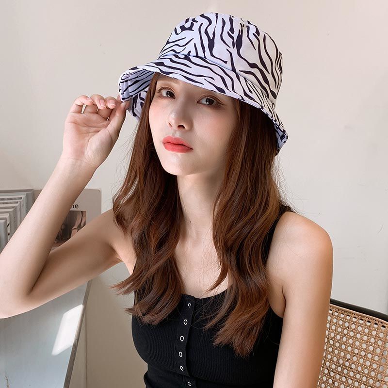 [Spot] Su Yan hat, vintage leopard print fisherman hat, sun hat, small zebra print bucket hat with face, pot hat, white leopard print, coffee leopard print