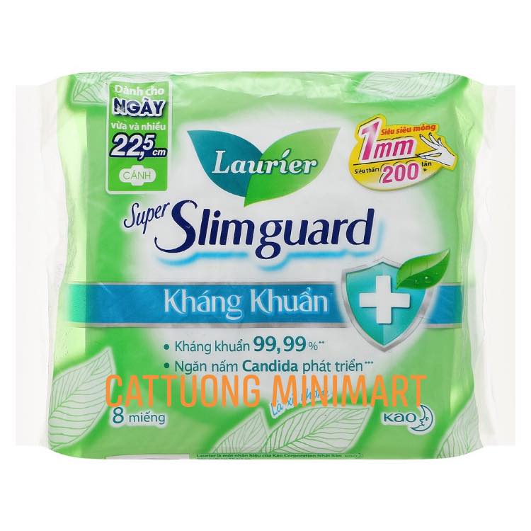 Băng vệ sinh Laurier Super Slimguard kháng khuẩn siêu mỏng cánh 8 miếng