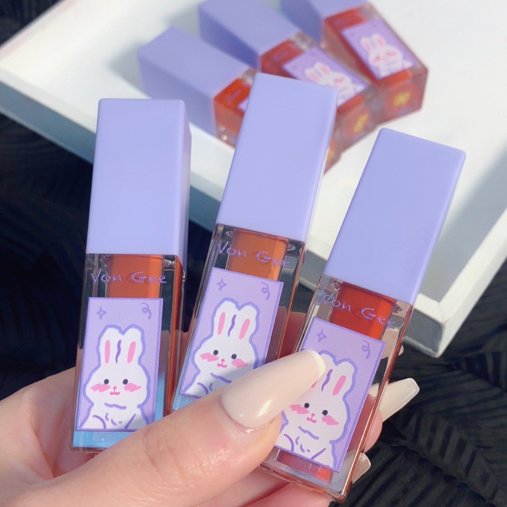 Von Gee® Son Môi Chống Thấm Nước Không Phai Màu Thiết Kế Vỏ Hình Thỏ Dễ Thương