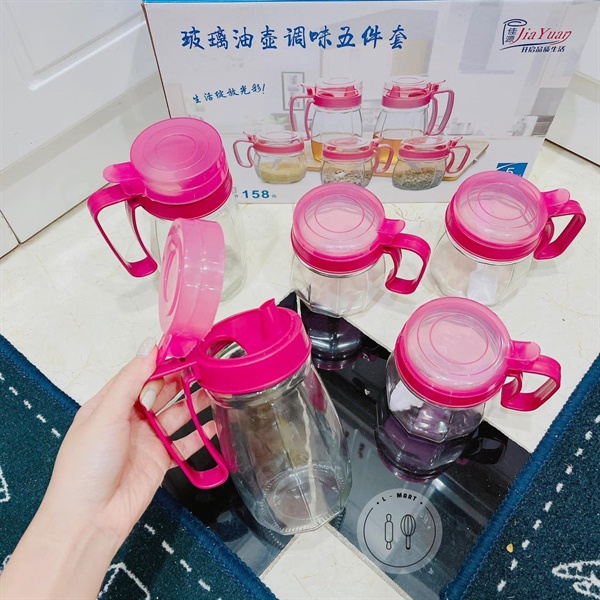 1203HT - SET HŨ THUỶ TINH ĐỰNG GIA VỊ