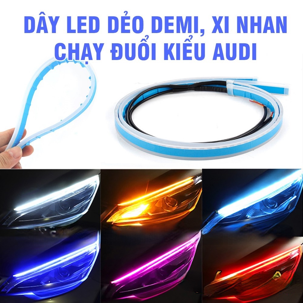 【🔥02 dây】【✨Bảy màu】led dẻo lắp demi xi nhan chạy đuổi kiểu Audi cho xe máy, ô tô - DC 12v