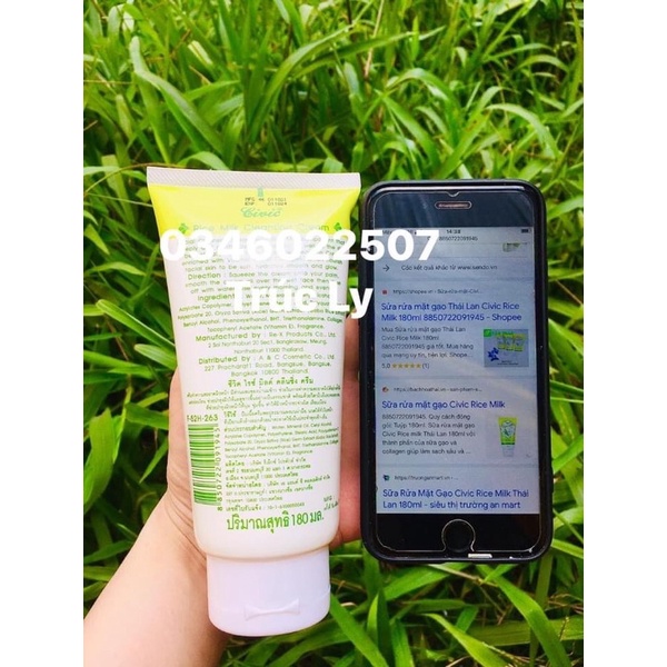 (Hàng chuẩn ) Sữa rửa mặt Gạo Thái Lan giúp dưỡng trắng da tuýp 180ml