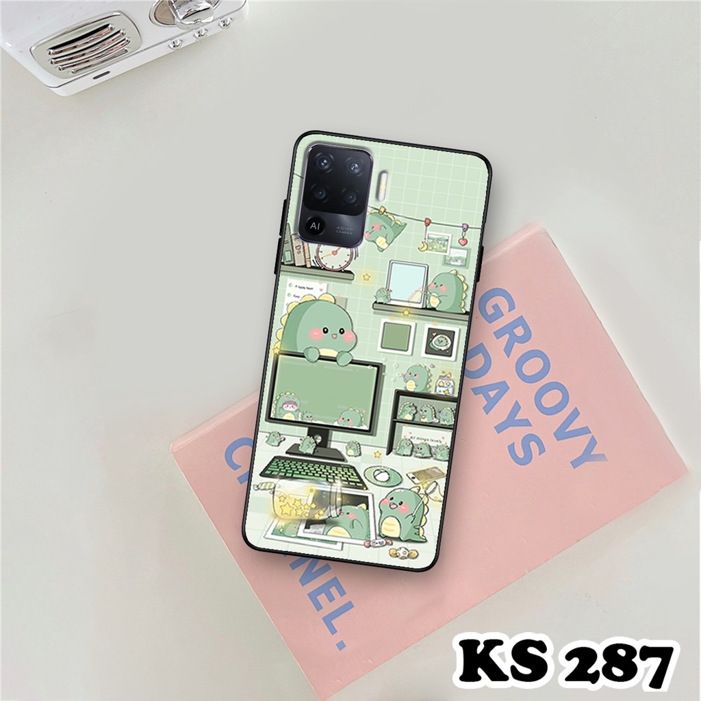 Ốp lưng Oppo A94 - Oppo A94 5G - Ốp in hình khủng long DinoCute - Lưng nhám viền TPU