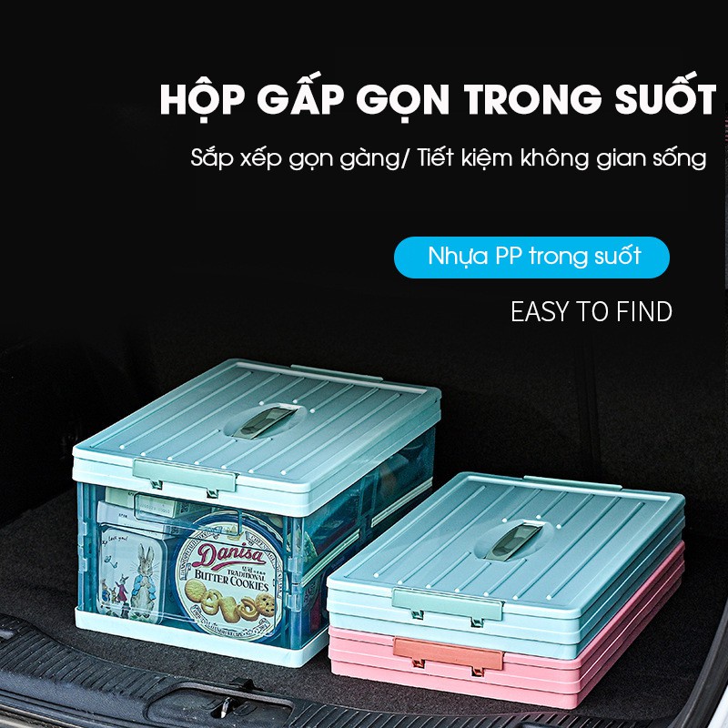 Hộp để đồ gấp gọn thông minh - Thùng nhựa đựng đồ cốp sau ô tô Siêu tiện lợi, nhựa PP cao cấp