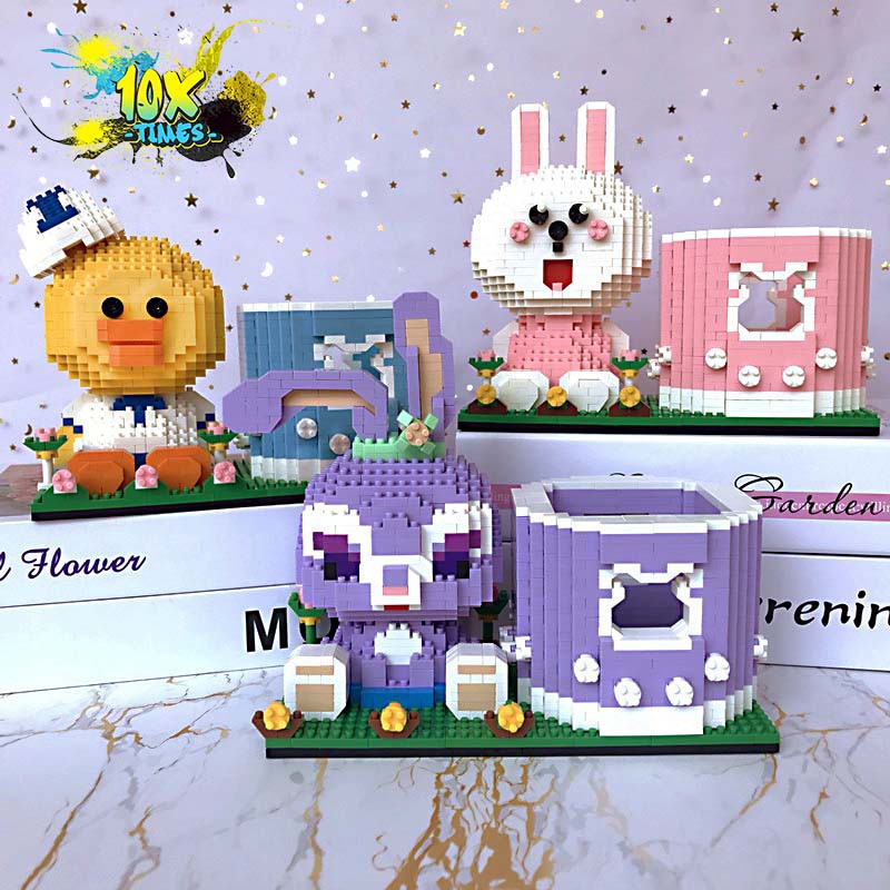 lắp ráp 3d ống đựng bút thỏ tím stella lou, thỏ hồng cony, vịt vàng 1000 mảnh quà tặng sinh nhật bạn trai bạn gái trẻ em