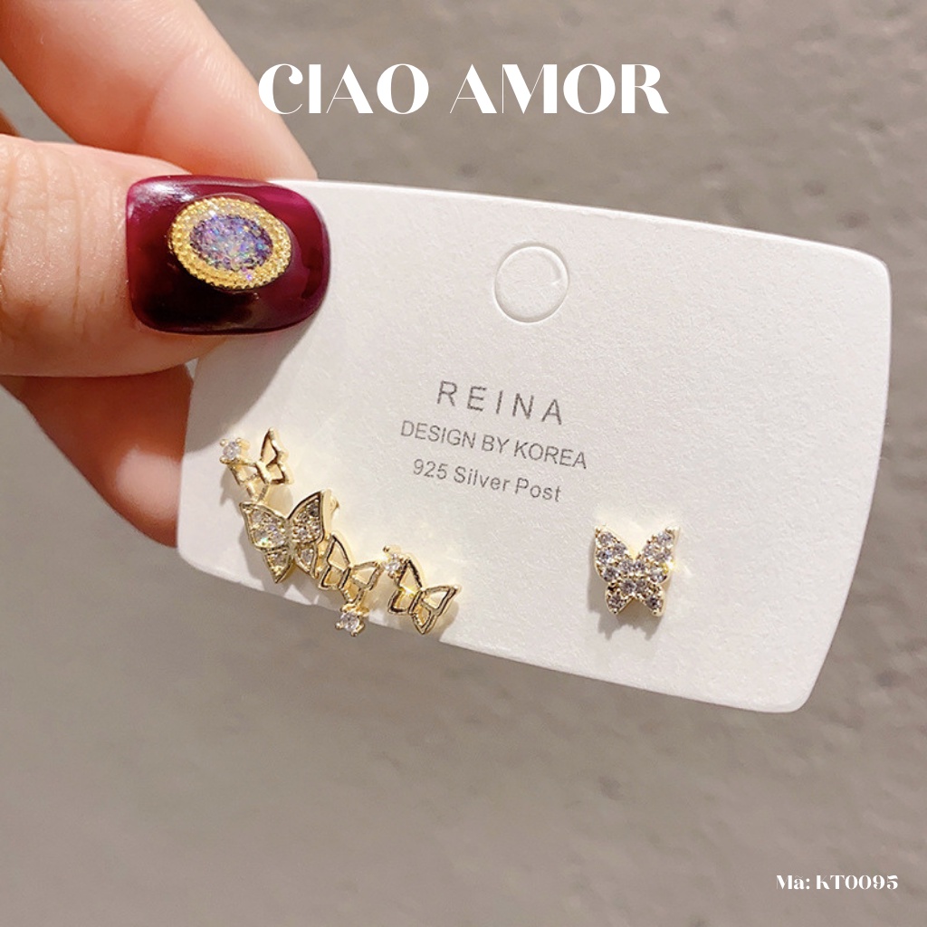 Khuyên tai nữ, bông tai cánh 2 bên khác Trang sức Ciao Amor - KT0095