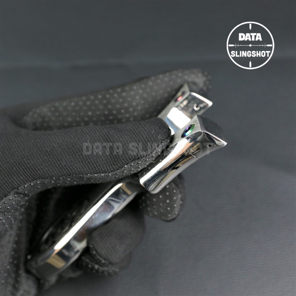 Ná Cao Su Inox CNC Ná Rồng Chạc 7 Mài Bo Cạnh Hoàn Thiện gắn sẵn 2 ốc Titan - Chạc kẹp bắn thun dẹt - DATA SlingShot