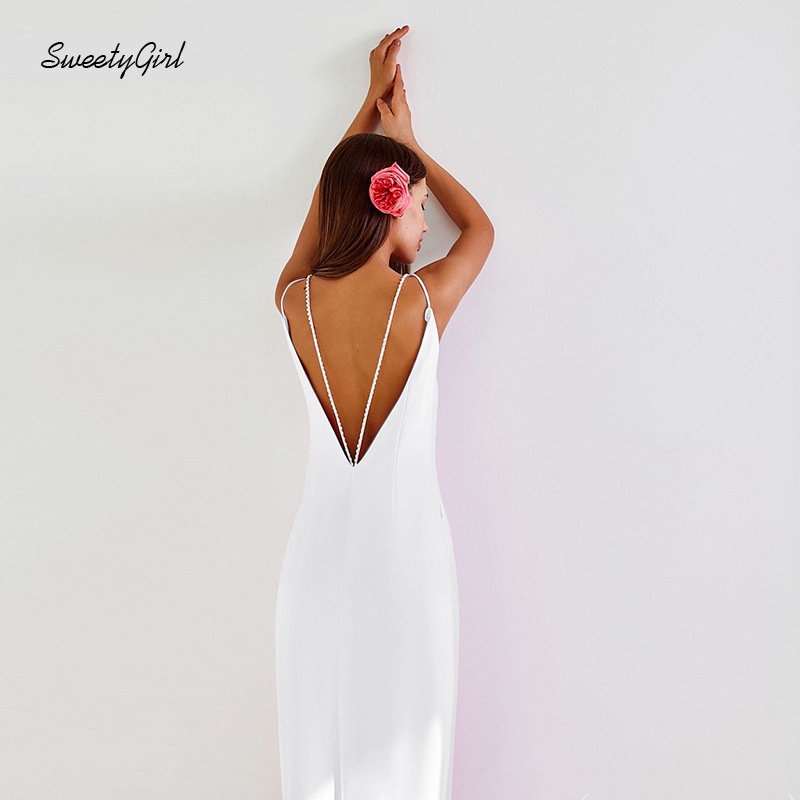 Đầm Maxi Không Tay Cổ Chữ V Cắt Sâu Màu Trơn Thời Trang 2022 Quyến Rũ Cho Nữ