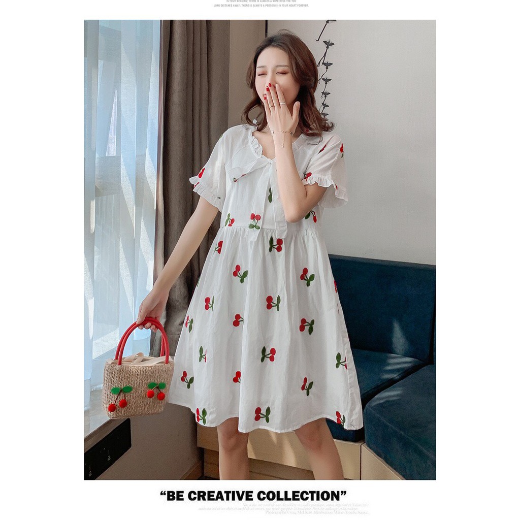 Babydoll Họa Tiết Cherry Kiểu Dáng Xòe Siêu Đẹp | BigBuy360 - bigbuy360.vn