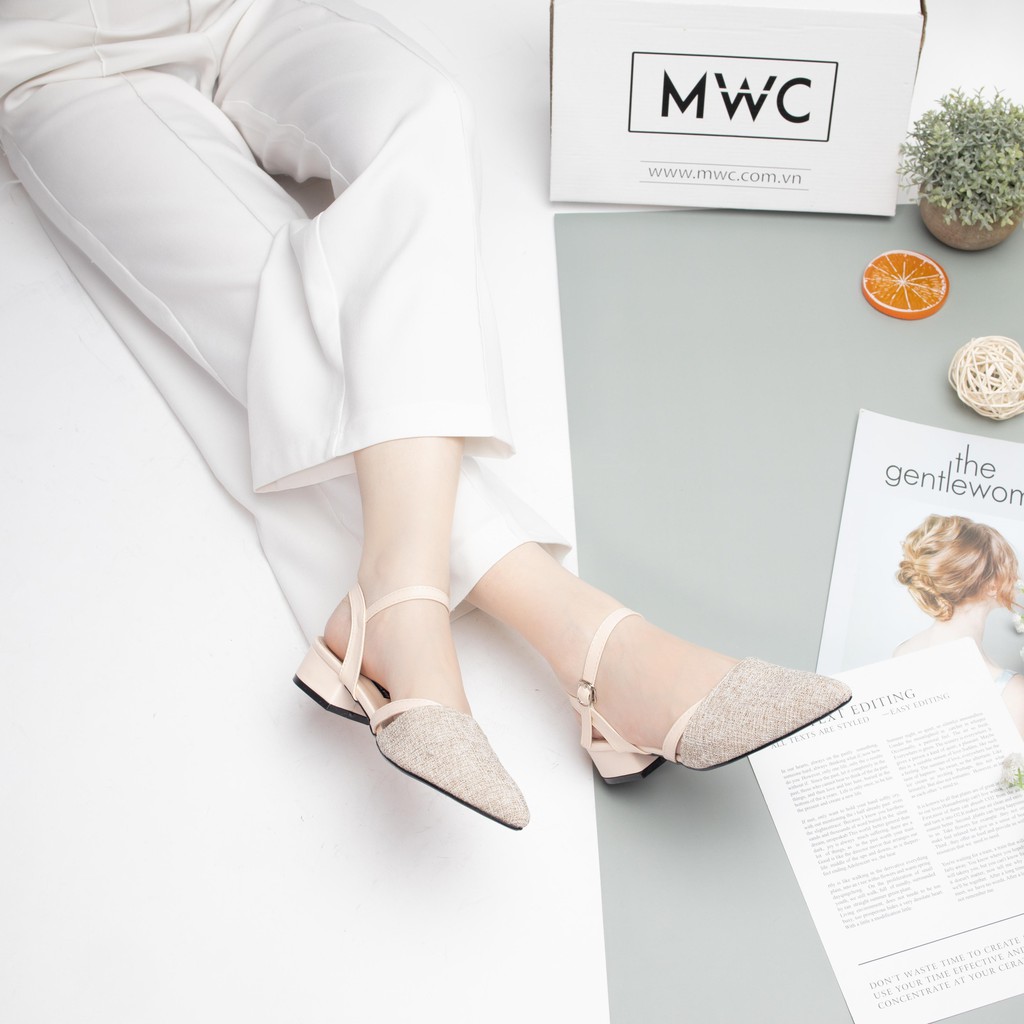 Giày Sandal Cao Gót MWC Đế Vuông 3CM Bít Mũi NUCG – 3916