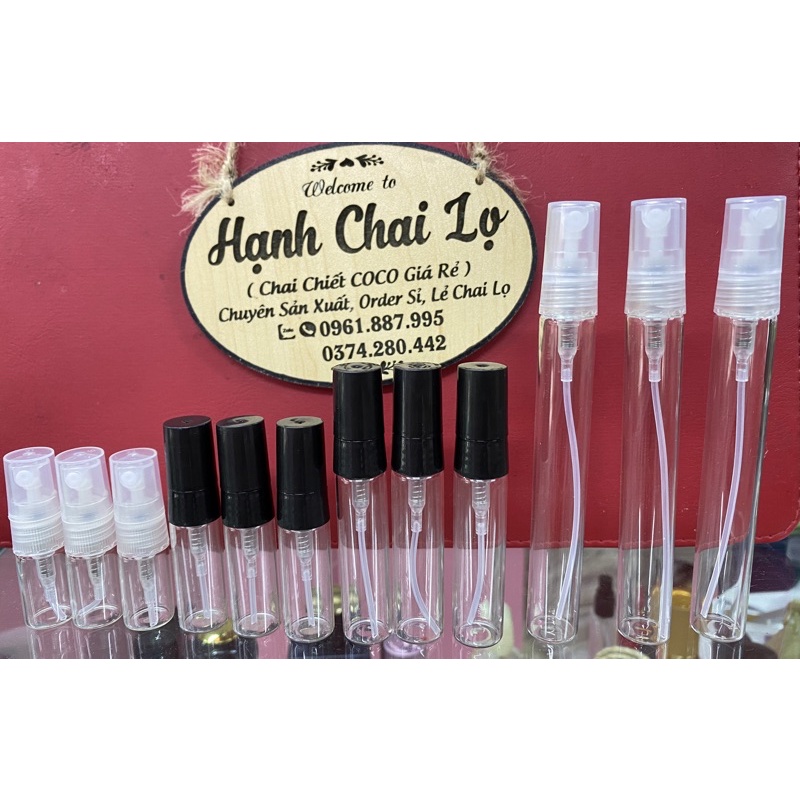 CHAI CHIẾT THUỶ TINH 2ML,3ML,5ML,10ML NẮP NHỰA -lọ chiết nước hoa