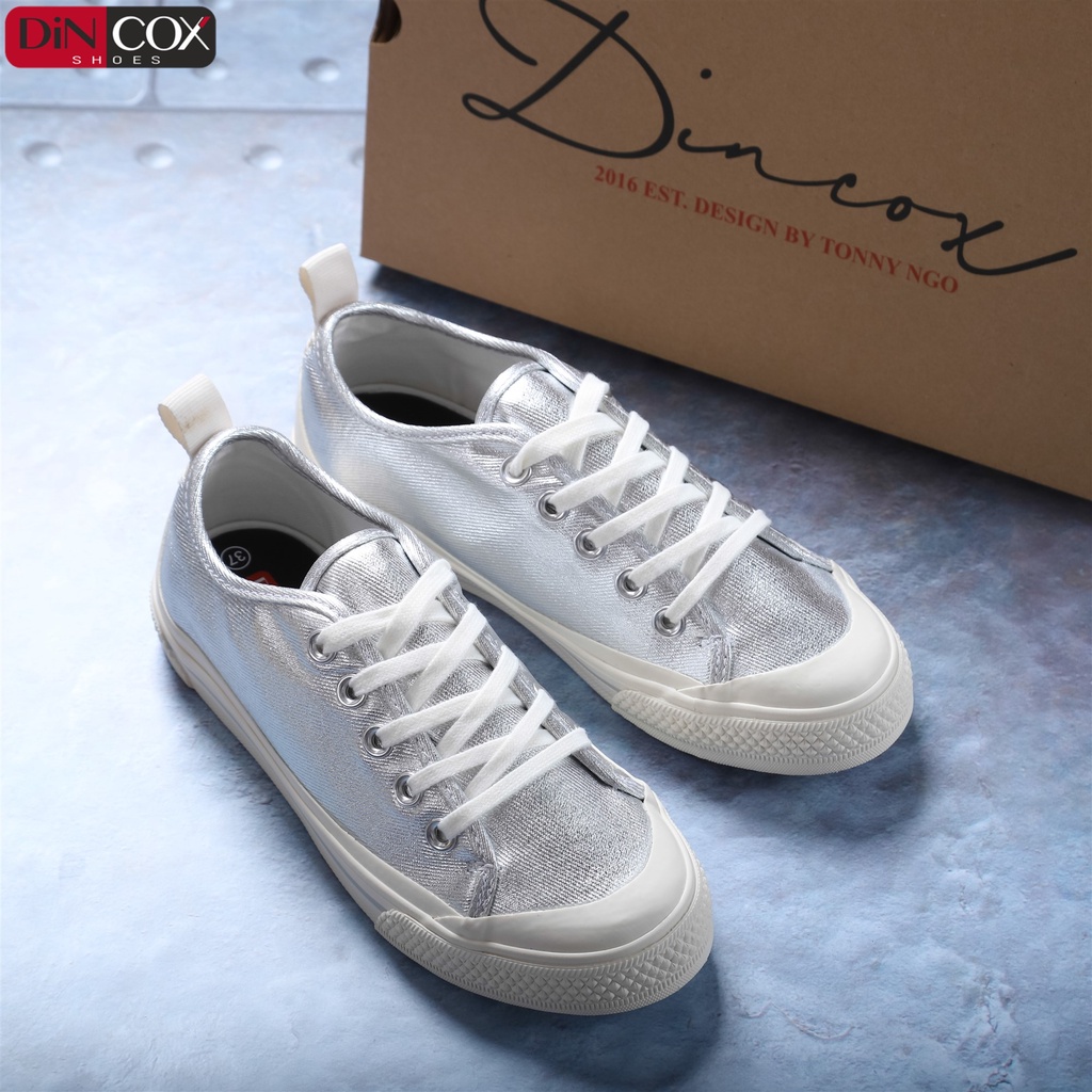 Giày Sneaker Vải Nữ DINCOX C20 Nữ Tính Sang Trọng Silver