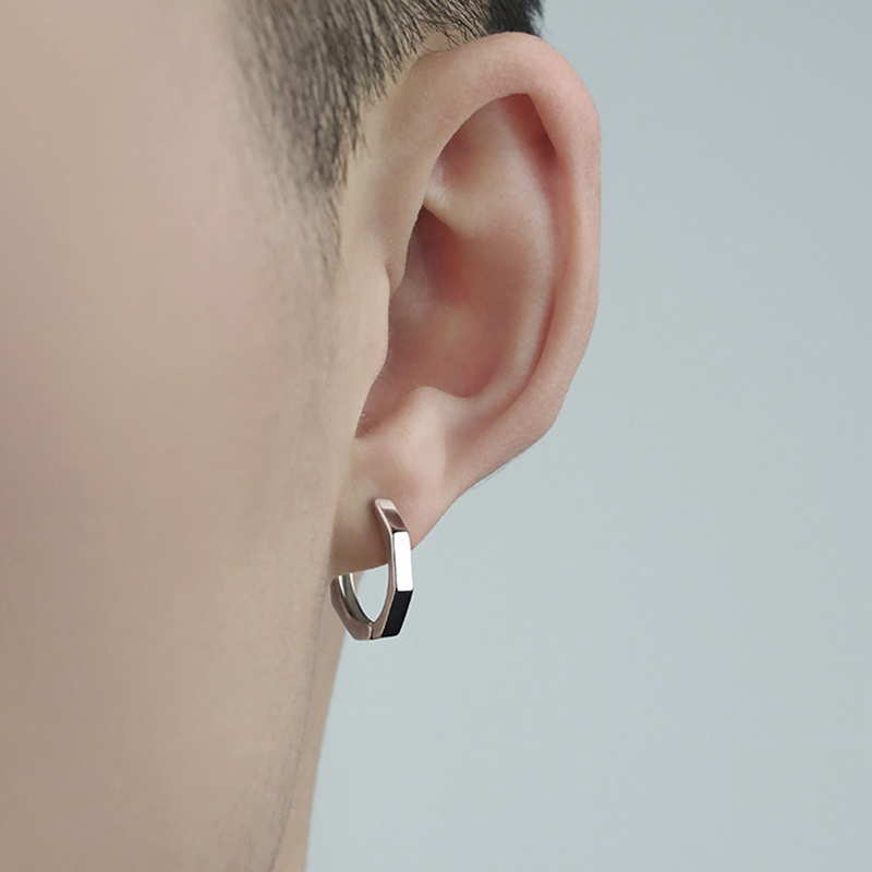 Khuyên tai vòng bằng thép không gỉ mạ bạc phong cách punk cá tính