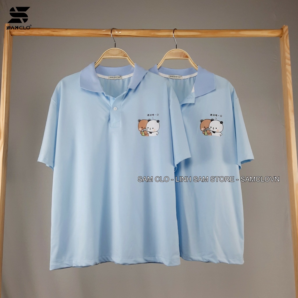 Áo thun Polo tay lỡ form rộng nữ SAM CLO phông freesize unisex mặc đi học, nhóm, lớp in hình 2 CON MÈO