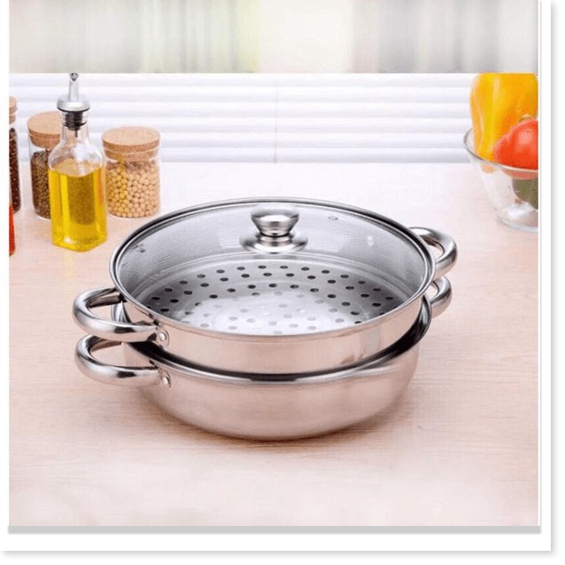 Nồi Hấp Inox 2 Tầng Đa Năng, Nồi Hấp Bánh, Đồ Xôi Tiện Dụng