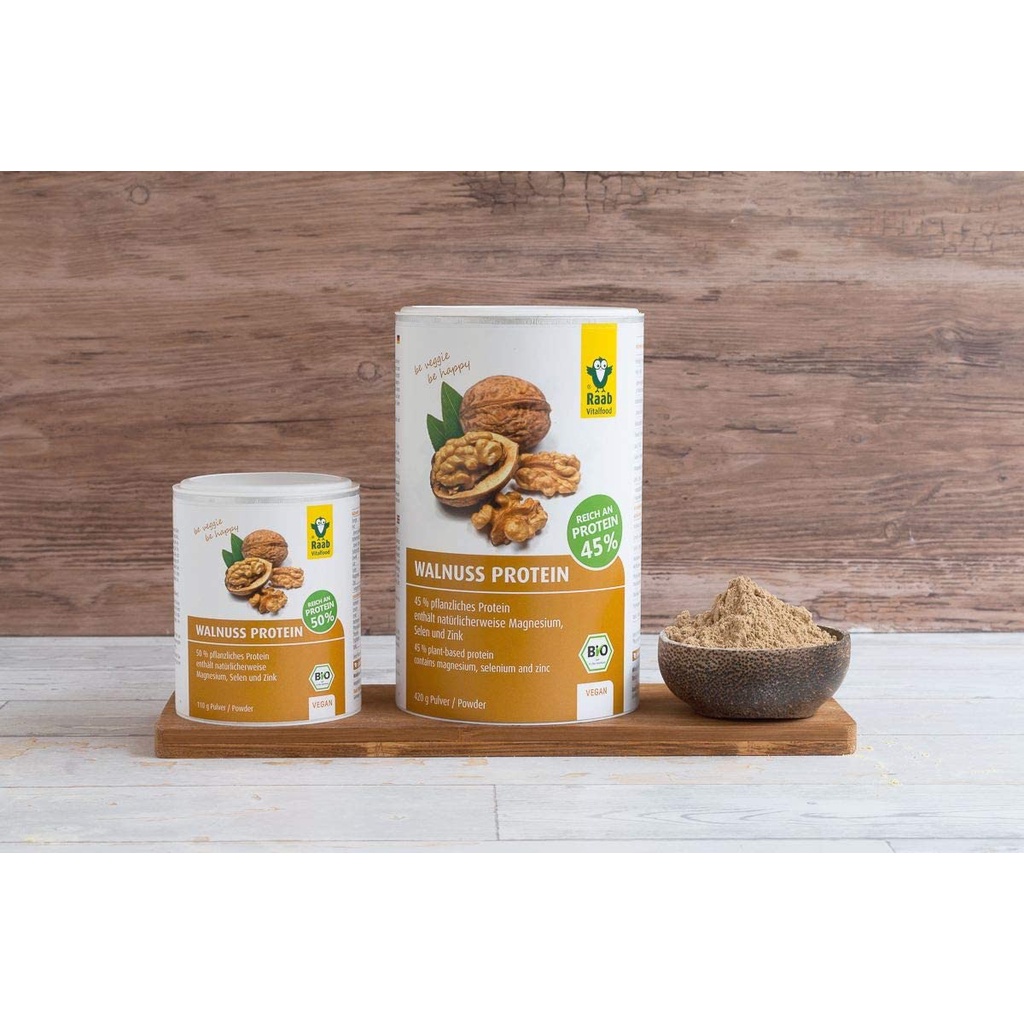 Bột protein hạt óc chó hữu cơ, 45% protein 110g - Raab