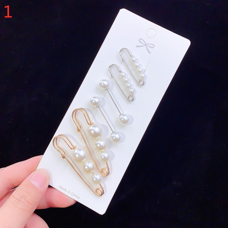 Ghim đính ngọc trai nhân tạo nhỏ màu trơn cố định thắt lưng quần áo cho nữ tùy chọn số lượng và kiểu dáng