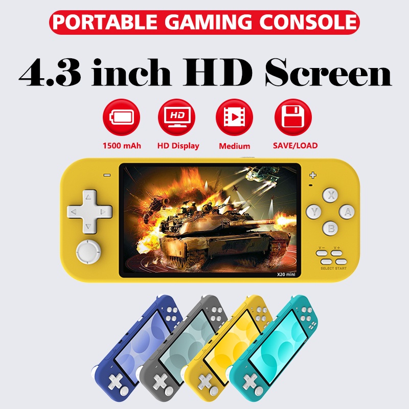 Máy Chơi Game Cầm Tay Mini X20 Máy Chơi Game Cầm Tay Di Động 4.3 Inch Mới Nhất Cần Điều Khiển Kép 8Gb Tải Sẵn 1000 Trò Chơi Miễn Phí Hỗ Trợ Tv Ra Máy Chơi Game Điện Tử Prettyhat