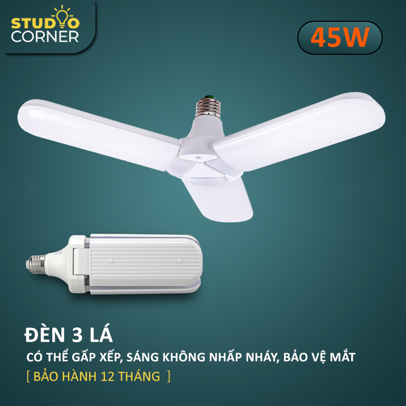 Bóng Đèn Led 3 Cánh Quạt, Siêu Sáng, Siêu Tiết Kiệm Điện- Bảo Vệ Mắt- Công Suất 45W- Độ Tỏa Rộng Cao HL172