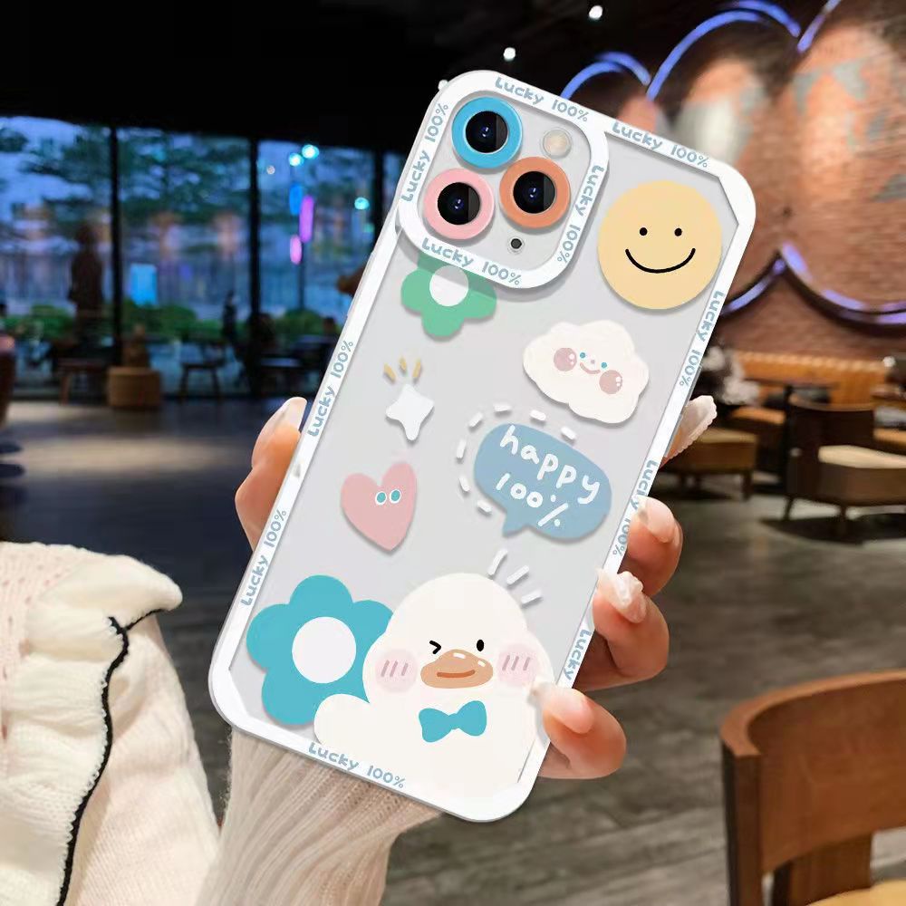 Realme C53 C55 C21 C15 C12 C31 C35 C25 C25S C20 C11 2021 9i 9Pro+ 8 9 Pro Pro+ 5 5i 5s C2 C1 Narzo 20 30A 50A Prime 4G 5G Cute Smiley Happy Lucky Clear Soft Phone Case Airbag Full Back Cover STD 30