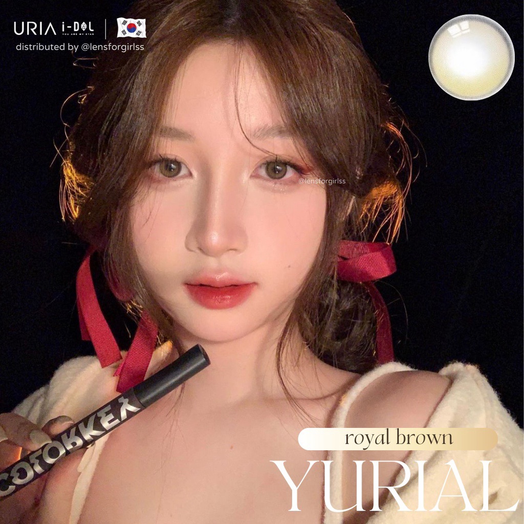 Kính áp tròng cao cấp hiệu ứng phủ bóng hot trend Yurial Royal Brown chính hãng IDOL LENS | HSD 8-12 tháng | Lens cận