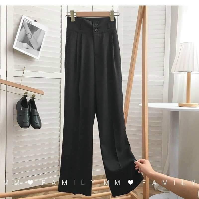 [Mã FAMARAL1 giảm 10K đơn 50K] QUẦN SỚ SUÔNG ĐEN 2 KHUY M014