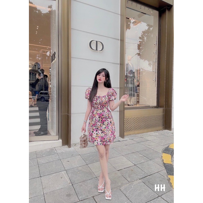 [Siêu Hot] Váy Nữ Hoa Dáng Ôm, Đầm Nữ Dáng Ôm Nhúm Ngực Tay Phồng Có Ảnh Thật Kèm Video | BigBuy360 - bigbuy360.vn