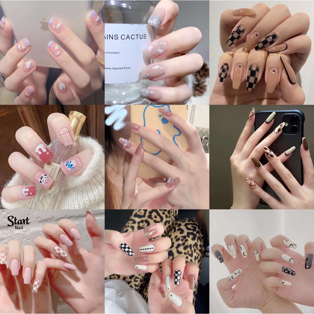 Set 24 Móng Tay Giả Trang Trí Nghệ Thuật DIY