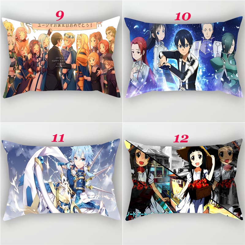 Vỏ Gối Chữ Nhật In Hình Sword Art Online Trang Trí Xe Hơi Ốp