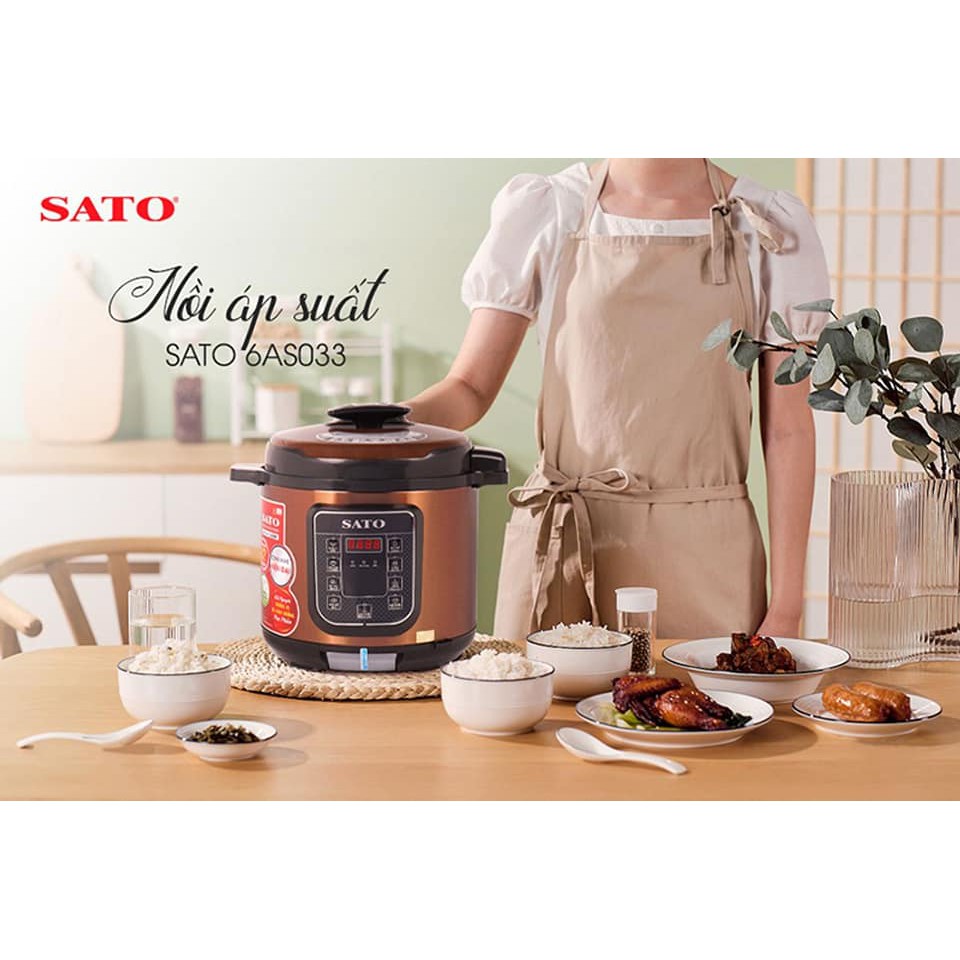 Nồi áp suất điện tử đa năng SATO 6AS033 6.0L Bảo Hành 12 Tháng.