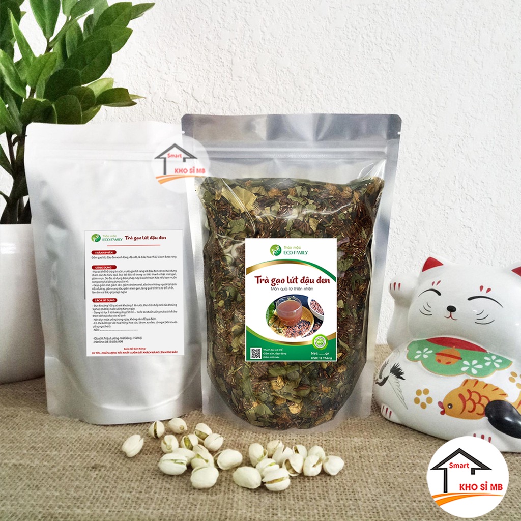 trà gạo lứt huyết rồng 6 vị hỗ trợ giảm cân, trà hoa ngũ cốc gồm gạo lứt, đậu đen xanh lòng, đậu đỏ, lá dứa, hoa nhài