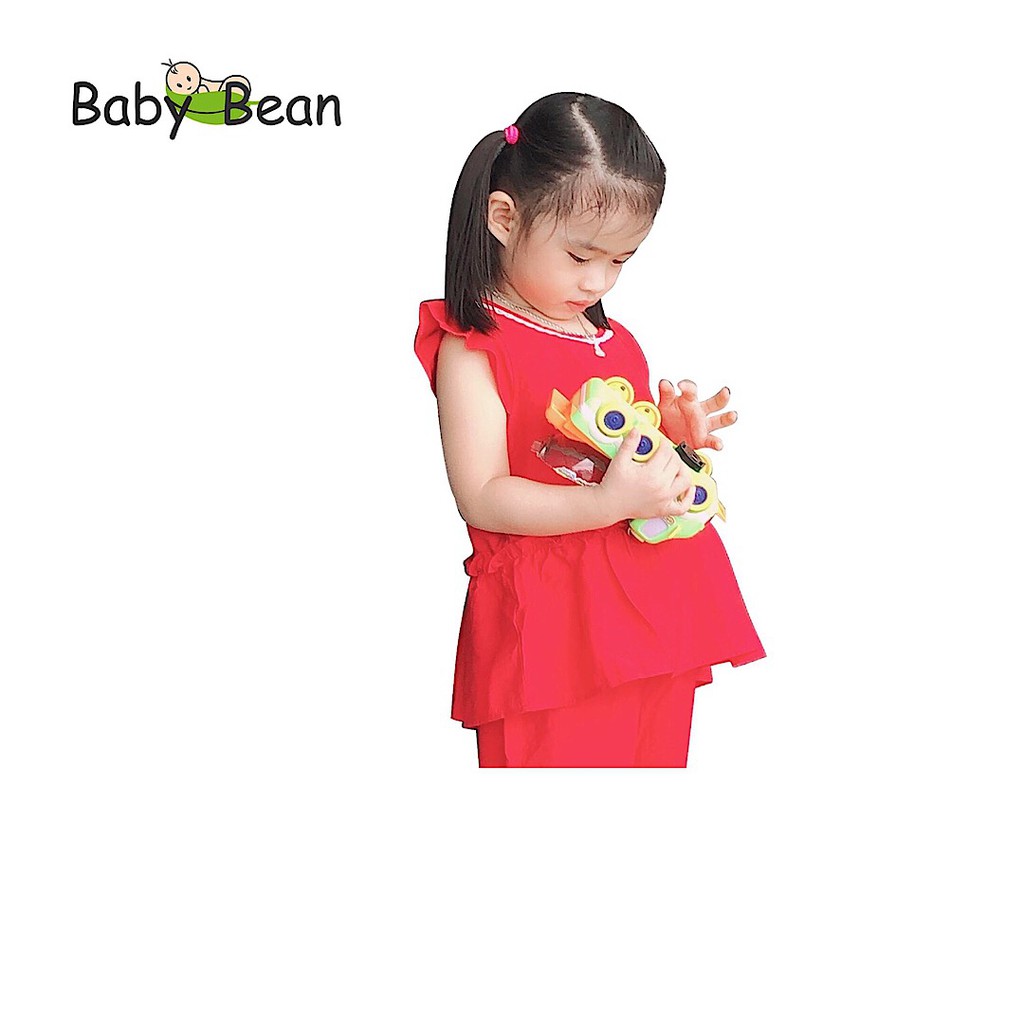 Đồ Bộ Đũi Tay Cánh Tiên Viền Cổ Nhún Bèo Bé Gái BabyBean