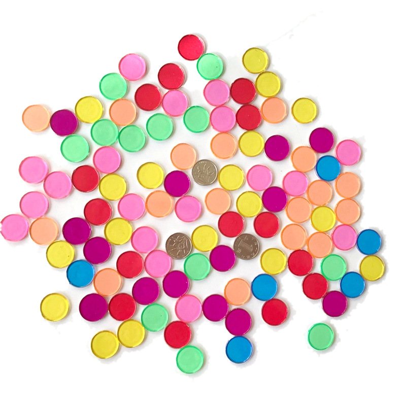 Set 150 miếng mica tròn 1.9 cm chơi với bàn ánh sáng