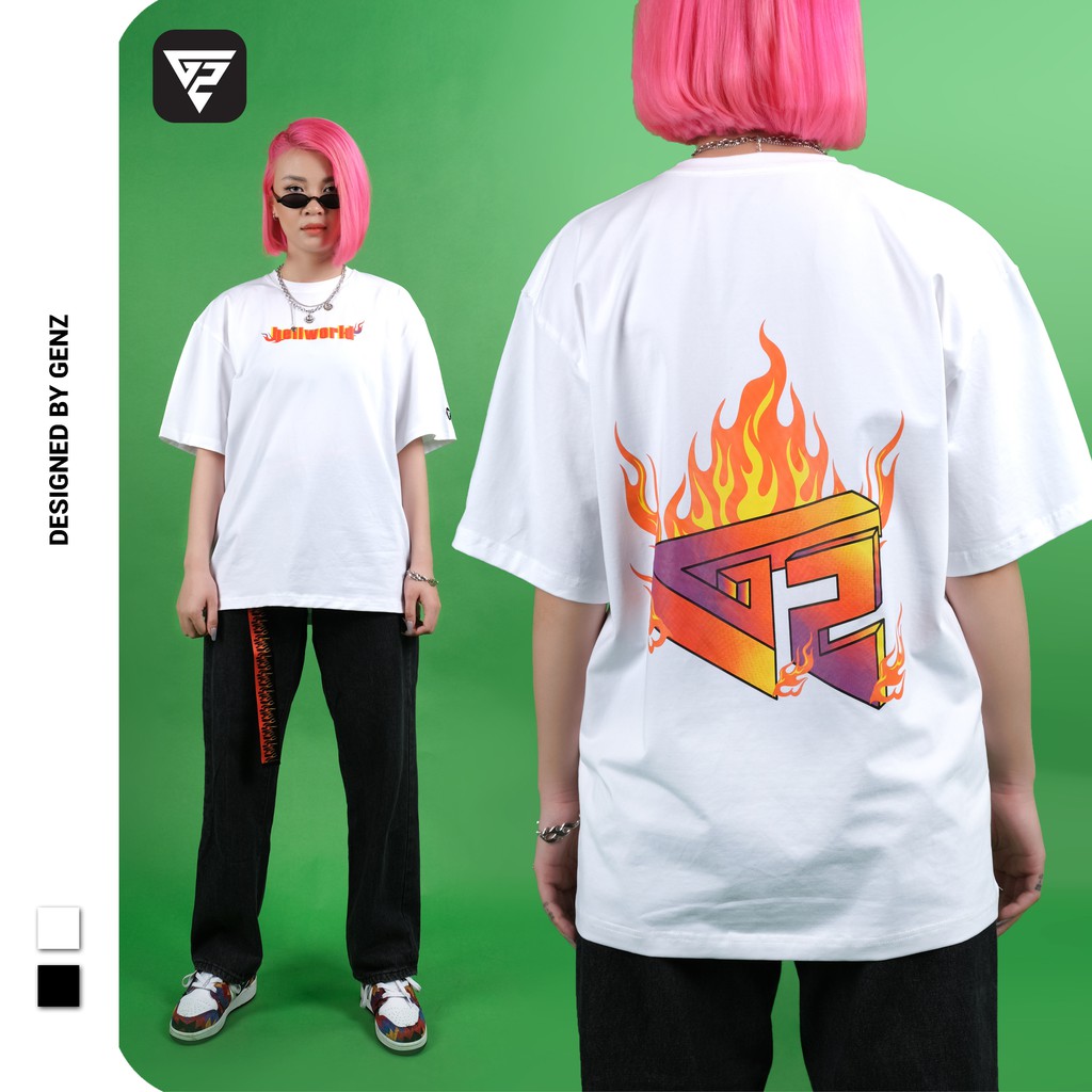 Áo thun tay lỡ GENZ phông Unisex nam nữ Cotton oversize form rộng Hello World | BigBuy360 - bigbuy360.vn