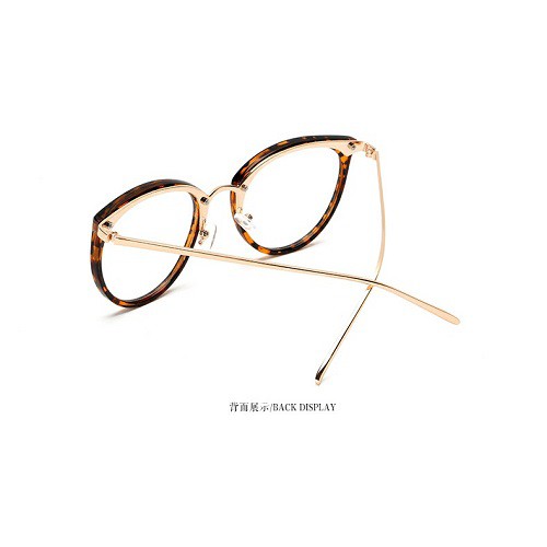 Kính Giả Cận Gọng Kim Loại Nhiễn Khung Viền Nhựa Nâu Leopard