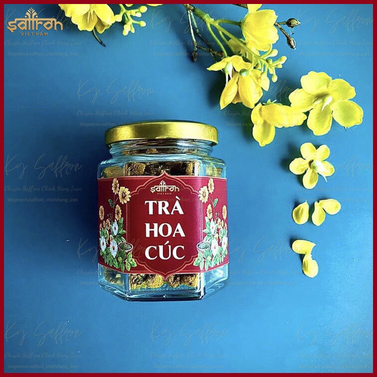 Set Quà Tết Sang Trọng Nhụy Hoa Nghệ Tây Saffron Jahan 1g + 1 Trà hoa Cúc + 1 Hũ Đông Trùng Hạ Thảo Saffron thượng hạng