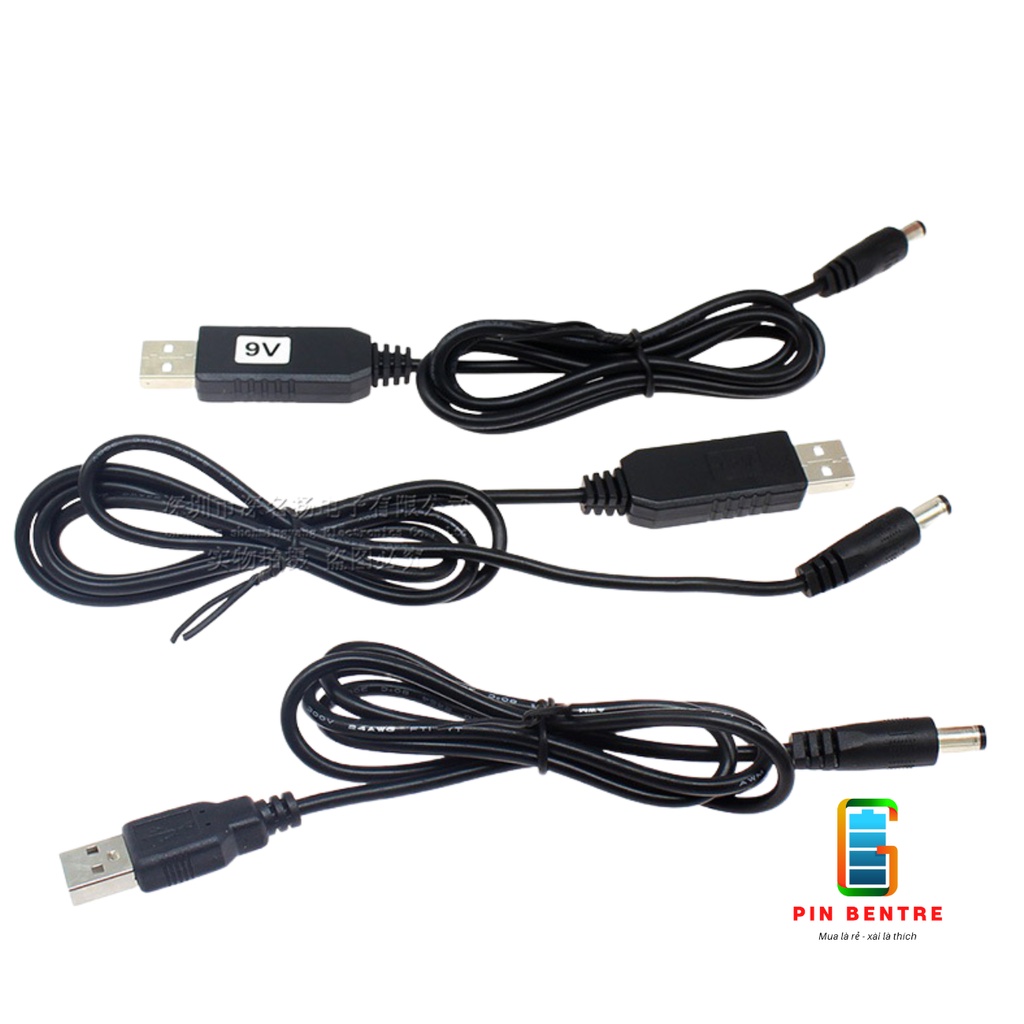 Dây nguồn USB 5V đổi điện áp sang 5V-9V-12V jack 5.5x2.1mm