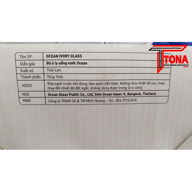 Bộ 6 Ly Thủy Tinh Ocean Ivory Rock